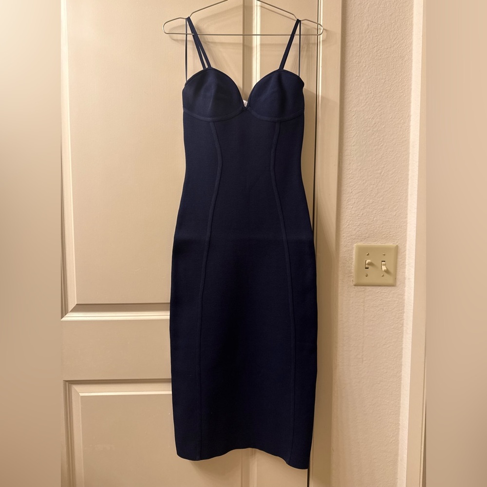 Zara Navy Blue Bodycon Dress Sweetheart Neckline